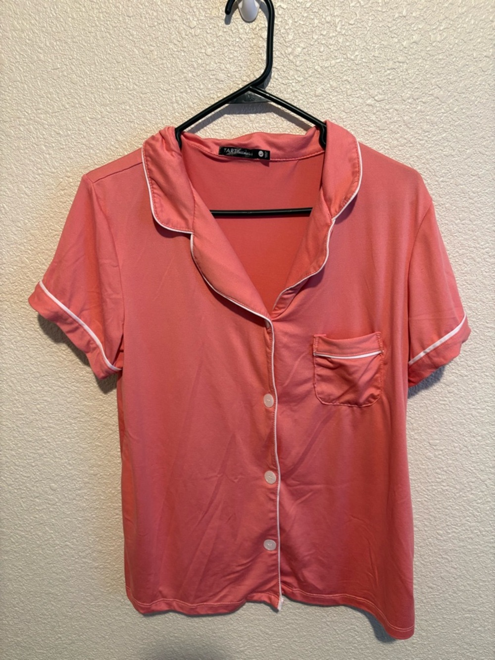 Tart Intimates Coral Short-Sleeve Pajama Set with White Trim - Picture 2 of 6
